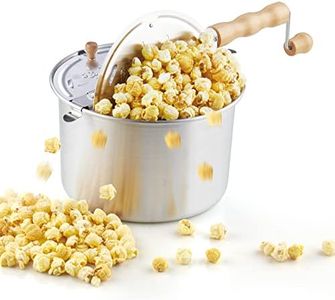 Cook N Home 02626 6 Quart Aluminium Stovetop Popcorn Popper Silver