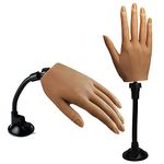 Silicone Practice Hand for Acrylic Nails, Flexible Bendable Female Mannequin Life Size Practice Hand with Stand for Nails Practice Nail Art Tools (Right hand)