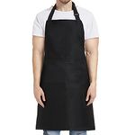 Riqiaqia Apron with 2 Pockets, Black Oversized Apron, Water and Oil Stain Resistant, Kitchen Apron for Cooking, BBQ, Baking and Serving (1 Pack)