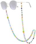 KELITCH Eyeglass Chains for Masks Lanyard Colorful Beaded Holder Eyeglass Chains Letter Necklace Evil Eye Choker Smile Necklace Lanyard for Kids Women Men