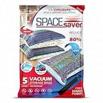 Spacesaver Premium Vacuum Storage Bags. 80% More Storage! Hand-Pump for Travel! Double-Zip Seal and Triple Seal Valve! Vacuum Sealer Bags for Comforters, Blankets, Bedding, Clothing! (Jumbo 5 Pack)