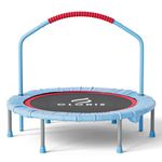 CLORIS 38'' Foldable Fitness Trampoline - Max Load 220lb, Rebounder with Adjustable Foam Handle Indoor/Outdoor Fitness Body Exercise (Blue)