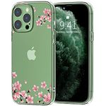 Idocolors Peach Blossom Flower Phone Case Clear Case for iPhone 7/8/SE 2020,Cute Girly Protective Cover Transparent Art Flower Unique Design Soft TPU Bumper Ultra Slim Shockproof Case