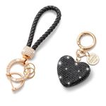 CHUQING Heart Keychain Crystal Car Key Chain for Women Glitter Keychains Heart Key Ring For Ladies,Black