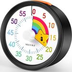 Secura 60-Minute Visual Timer, Kitchen Timer with Rainbow Pattern, Timer for Kids and Adults, Time Clocks, Classroom Timer, Time Management Tool for Teaching with Pause Function (Black & Star)