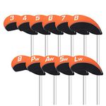 CRAFTSMAN GOLF 11pcs/Set Black and Orange Neoprene Iron Headcover Set with Large No. for All Brands Callaway,Ping,Taylormade,Cobra Etc.