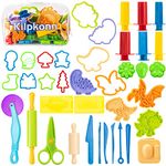 Dough Tools Kit Include 42Pcs Dough Accessories, Molds, Shape, Scissors, Rolling Pin with Storage Bag, Party Pack Dough Toys for Kids Toddlers Boys Girls