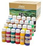 Artecho Acrylic Art Paint Set, 24 Basic Colors Bottles ( 59ml / 2oz ) Art Craft Paints for Canvas Painting, Rock, Stone, Wood, Fabric, Art Supplies for Professional Artists, Adults, Students, Kids, Beginners}