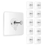 BRAND VILLA Photo Frame Wall Hooks Without Drilling Self Adhesive Stainless Steel Hooks for Wall | Heavy Duty Strong Nail Free for Hanging Photo Frame | Home Improvement Utility Hooks (Pack- 10)