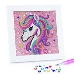 PATPAT® DIY 5D Diamond Art Kit for Kids Diamond Painting for Kids Unicorn Diamond Painting Kit with Frame & Tool Art Craft DIY Desk Decoration for Kids 5-12 Years Old, Arts and Crafts for Kids