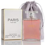 Paris For Her Eau de Parfum Spray Perfume, Fragrance For Women-Daywear, Casual Daily Cologne Set with Deluxe NovoGlow Suede Pouch- 3.4 Oz Bottle- Ideal EDT Beauty Gift for Birthday, Anniversary (3.4)