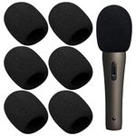 Doryum 6 PCS Foam Microphone Windscreen, Black Microphone Cover Replacement, Thick Windscreen Foam Covers for Ball Type Microphone