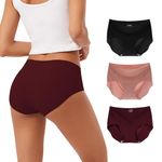 INNERSY Women's Seamless Touch Hipster Panties No Show Quick Dry Underwear 3-Pack(Red Wine,X-Large)