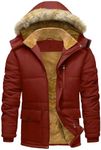Febteebou Winter Jackets for Men Fleece Lined Water Repellent Windproof Parka Jacket Insulated Winter Coats Outerwear