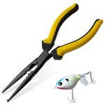 Hanpex - 9" Split Ring Nose & Fishing Bait, Fishing Pliers with Anti-Rust Teflon Coated, Freshwater/Saltwater Fishing Tools, Comfort Grip Handles Fishing Gear Idea for Fishing Trip