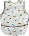 Tiny Twinkle Mess-Proof Apron Bib - Baby & Toddler Waterproof Smock with Tug-Proof Closure, Dinosaur, Small 6-24 Months