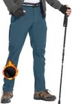 MOURCE Men's Fleece Lined Pants Softshell, Winter Pants for Men Water Resistant Ski pants, Lake Blue 4XL