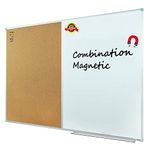 Lockways Magnetic Dry Erase Board and Cork Bulletin Board Combination, 36 x 24 Inch Magnetic Combination Board Ultra-Slim Silver Aluminium Frame