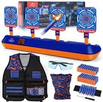 Nerf Target, Lehoo Castle Electronic Digital Target for Nerf Guns with Auto-Reset, Scoring Shooting Targets for Kids Include Kids Tactical Vest, 60 Bullets, Glasses, Gift Toy for Kids Boys Girls