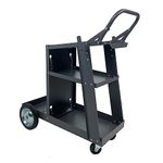 SwitZer Heavy Duty 3-Tier Trolley Welding Cart With Chains Handle Push 80KG Load MIG TIG Welders Plasma Cutter Welder Trolley ARC Gas Bottles Storage Shelf Grey