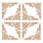 Aiminjey 20 Pcs Decorative Wood Flower Carved Appliques Corner Onlay DIY Unpainted Solid Wooden Carved Corner Decal for Furniture Wardrobe Mirror Photo Frame Closet Decoration (3.1inch - Cloud)