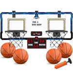 HYES 2 Player Basketball Game, Dual Shot Over The Door Mini Basketball Hoop Indoor with Scoreboard & LED, Basketball Toy Gifts for Kids Boys Girls Adults, Suit for Bedroom/Office/Outdoor/Pool, Blue