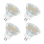 MR11 GU4 2W LED Warm White 3000K, 250LM, AC DC 12V-24V, 120° Angle with Glass Cover, MR11 10W-20W Halogen Replacement, Energy Saving 35mm GU4 12V Spotlight Bulb for Kitchen Cabinets, 4pcs