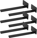 Riuog 6 Pack Heavy Duty Shelf Bracket, 9.8in Floating Invisible L Shelves Brackets, Industrial Metal Shelf Bracket Hardware Supports, Brackets for Shelves (Black)