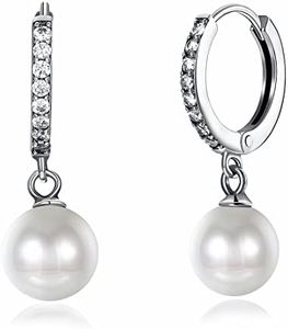 1 paio zirconia cubica Orecchini di Perle da Austria 10mm in Sterlina Argento 925 Anallergici Pendenti Orecchini per Donna