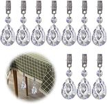 Glarks Tablecloth Weights Set, 10Pcs Metal Clip AB Crystal Glass Teardrop Prisms Pendant Tablecloth Weights (Longan)