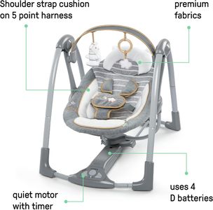 Ingenuity Deluxe Baby Swing – Portable Swing n Go, Compact Design