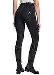 BALEAF Womens Horse Riding Pants Full Seat Riding Breeches Equestrian Tights Horseback Silicone Zipped Pocket, Black, Large