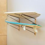 StoreYourBoard Avon Surf Board Rack, 2 Surfboard Wall Decor Mount for Shortboards and Longboards, Natural Wood and Solid Steel