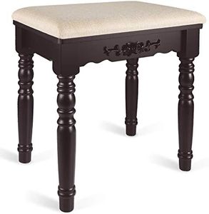 URFORESTIC Vanity Stool, Modern Makeup Dressing Stool with Concave Seat Surface,Capacity 300lb, Easy Assembly (Brown)