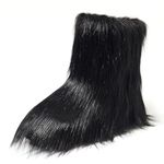 Shenduo Women's Fluffy Faux Fur Boots Mid-calf Winter Snow Boot 5.5UK Black D9368 39EU