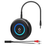 Giveet Bluetooth V5.3 Transmitter Receiver for TV, 2-in-1 Wireless Transmitter Adapter for TV Airplane PC MP3 Gym, Bluetooth Receiver for Wired Speakers Headphones, No Delay, Pair 2 Devices, 16 Hours