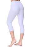 Dragon Fit Women's Capris Leggings High Waisted Casual Workout Running Yoga Pants with Pockets White