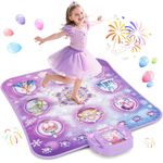 Dance Mat Toy for 3-12 Year Old Girls, Electronic Dance Pad with Wireless Bluetooth,8-Button Music Princess Toys Play Mat for Kids with LED Lights, Built-in Music, Toddlers Birthday Gifts Ages 3+