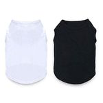 2 Packs Dog Shirts Blank Clothes Plain Dog Shirt for Small Dog Boy Girl Cotton Pet Clothes Apparel Fit for Small Extra Small Medium Dog Cat Black & White