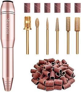 Sheviver Electric Nail Drill, Portable Electric Nail File for Acrylic Gel Nails, Professional Nail Drill Machine Efile Manicure Pedicure Tools with Gold Nail Drill Bits for Home Salon Use