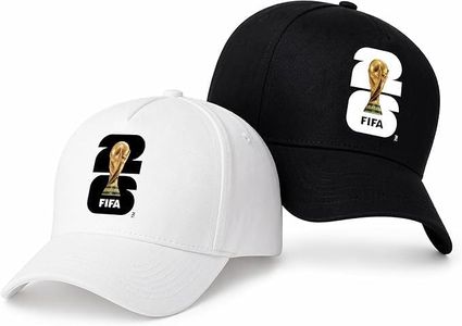 2026 FIFA World Cup Official Baseball Cap for Men Women, Adjustable Cotton Soccer Hat Unisex for Outdoor Sports and Game Day (2, White+Black)