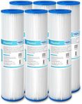 Membrane Solutions 20 Micron Pleated Polyester Sediment Water Filter 10"x2.5" Replacement Cartridge Universal Whole House Pre-Filter Compatible with W50PE, WFPFC3002, SPC-25-1050, FM-50-975 - 6 Pack