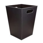 KINGFOM™ Classic Leather Waste Bin, Creative Waste Paper Basket, Storage Bin for Office, Home and High Class Hotel (Brown- Tabby (Square))