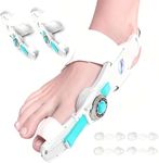 HUQKIYA Bunion Corrector for Women & Men - Bunion Fix for Hallux Valgus Pain Relief with Non-Slip Big Toe Separator, Adjustable Big Toe Straighter, Bunion Splints Fits Left & Right Feet (White 2Pcs)