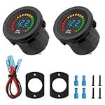 2pcs LED Display Voltmeters, Linkstyle 12V Digital Voltmeter Gauge,Waterproof Round Panel Car Voltmeter Meter Voltage Tester Gauge Meter for Boat Marine Vehicle Motorcycle Truck Atv Utv Camper Caravan