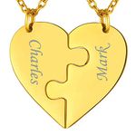 Gold Personalized Heart Friendship Necklace for Best Friend BFF Memorial Jewelry Heart Shaped Couples Pendant Necklace His & Hers