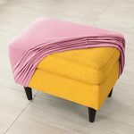 HOKIPO Original Velvet Foot Stool Cover Ottoman Slipcover, Stretch Fitted, Removable Washable, Pink (AR-4801-PNK)