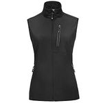 33,000ft Women's Lightweight Gilet Outerwear Waterproof Stand Collar Softshell Cycling Vest Laddies Reflective Sleeveless Jacket for Riding Running Golf Hiking Walking Fishing (Black, S)