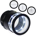 Scale Loupe Magnifier 10X Magnification with 4 Glass Scale Charts, 8 LED Lights 25mm Field of View Jewelry Magnifying Tools