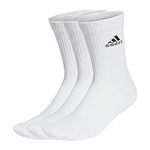 adidas Unisex Kids Cushioned Crew Socks 3 Pairs Socks, White / Black, 4.5-5.5